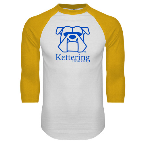  White/Gold Raglan Baseball T Shirt - Primary Mark