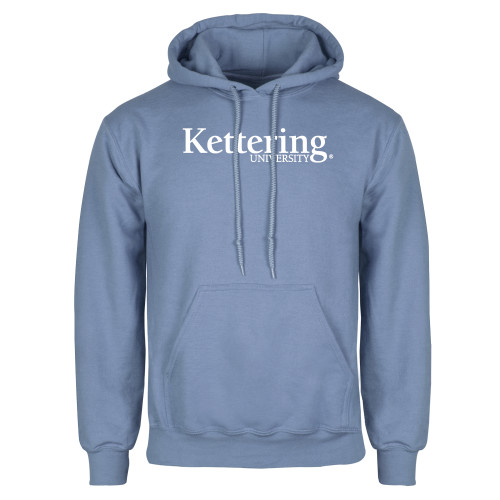  Light Blue Fleece Hoodie - Kettering University Wordmark