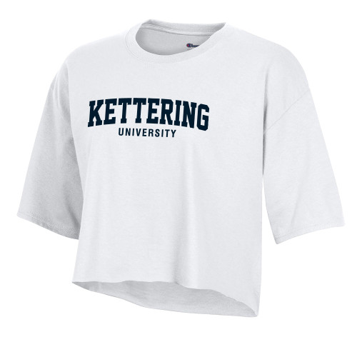  Champion Womens White Crop Tee - Arched Kettering University