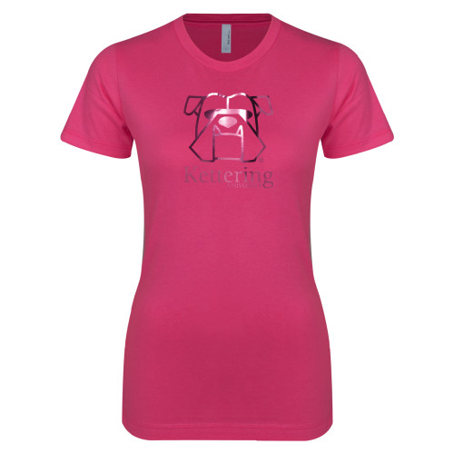  Next Level Womens Fuchsia Boyfriend Tee - Primary Mark Foil