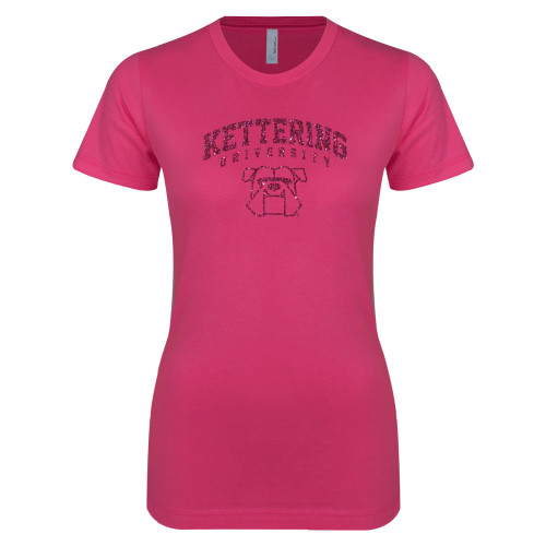  Next Level Womens Fuchsia Boyfriend Tee - M Hot Pink Glitter