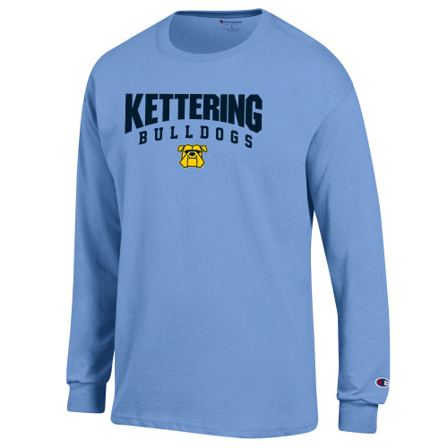  Champion Light Blue Long Sleeve T Shirt - Arched Kettering Bulldogs