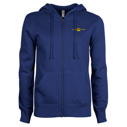  ENZA Womens Royal Fleece Full Zip Hoodie - Kettering University with Mascot Head