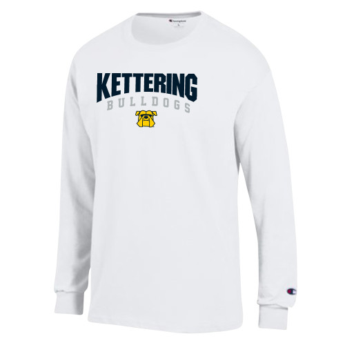  Champion White Long Sleeve T Shirt - Arched Kettering Bulldogs