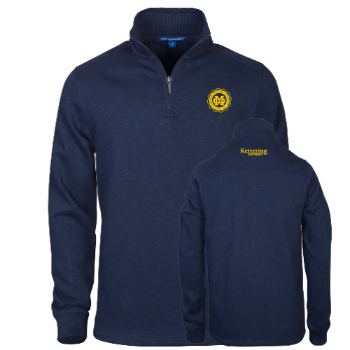  Navy Slub Fleece 1/4 Zip Pullover - General Motors Institute Seal