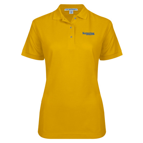  Womens Silk Touch Gold Pique Polo - Kettering University Wordmark