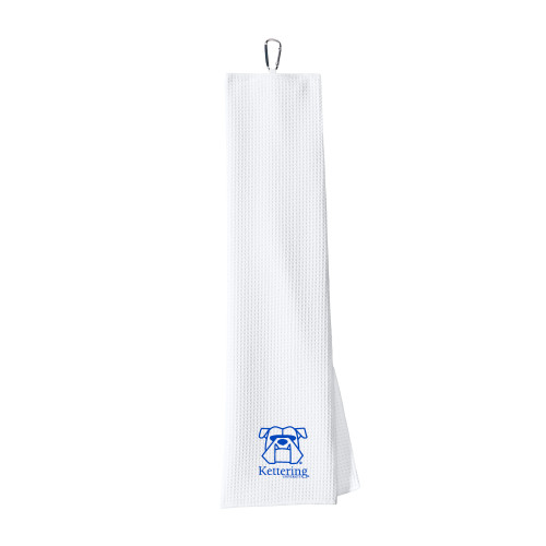  White Waffle Microfiber Golf Towel - Primary Mark