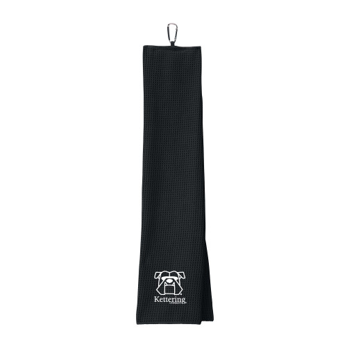  Black Waffle Microfiber Golf Towel - Primary Mark