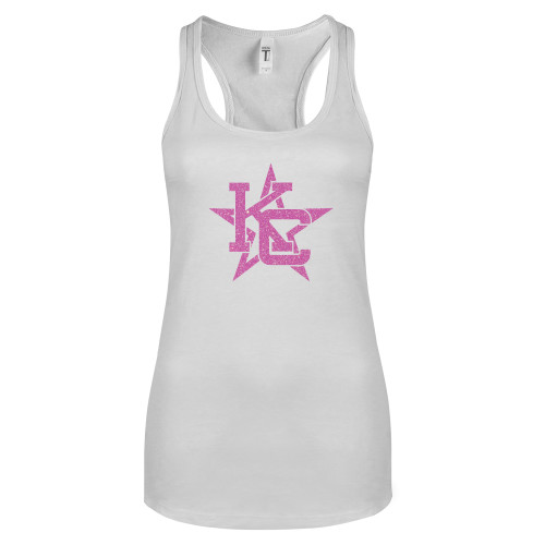  Next Level Racerback Tank White - D Neon Pink Glitter