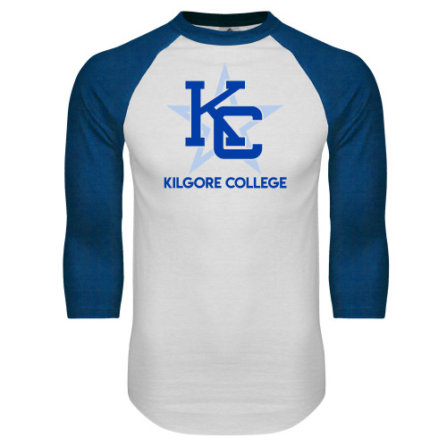  White/Royal Raglan Baseball T Shirt - Primary
