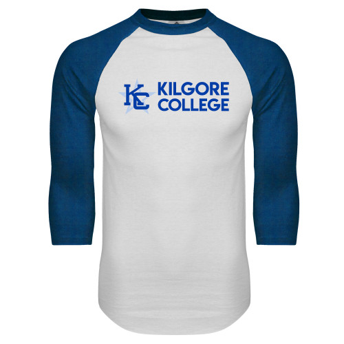  White/Royal Raglan Baseball T Shirt - Kilgore Horizontal