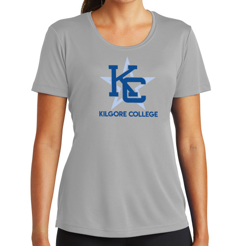  Womens Grey Performance Short Sleeve Tee - Primary
