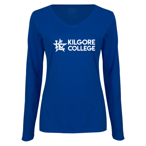  Womens Royal Long Sleeve V Neck Tee  - Kilgore Horizontal