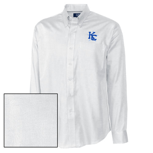  Cutter & Buck Nailshead Long Sleeve Button Down White - KC