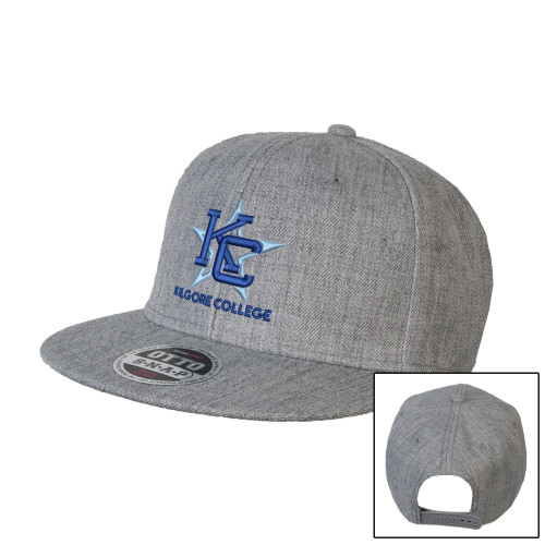  Heather Grey Wool Blend Flat Bill Snapback Hat - Primary