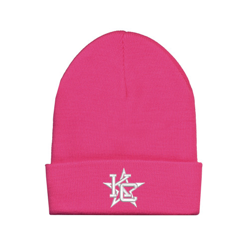  Fleece Lined Neon Pink Knit Beanie - KC