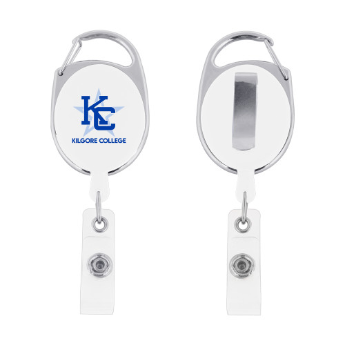  White Oval Retractable Badge Holder w/Clip - Primary