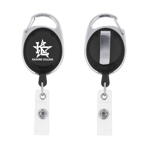  Black Oval Retractable Badge Holder w/Clip - Primary