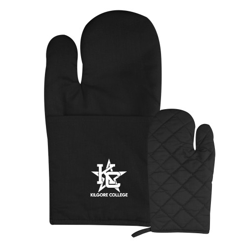  Quilted Canvas Black Oven Mitt - Primary