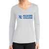 Thumbnail image for  Womens White Performance Long Sleeve V Neck Shirt