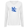 Thumbnail image for  Womens White Long Sleeve V Neck Tee