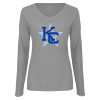 Thumbnail image for  Womens Grey Long Sleeve V Neck Tee 