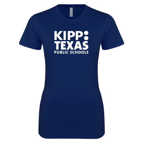 Next Level Womens Navy Boyfriend Tee-KIPP Texas Stacked Logo
