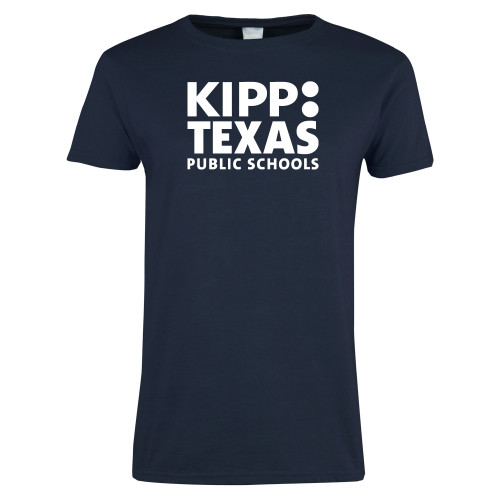 Womens Short Sleeve Navy Tee-KIPP Texas Stacked Logo
