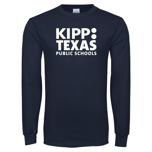 Navy Long Sleeve T-Shirt-KIPP Texas Stacked Logo