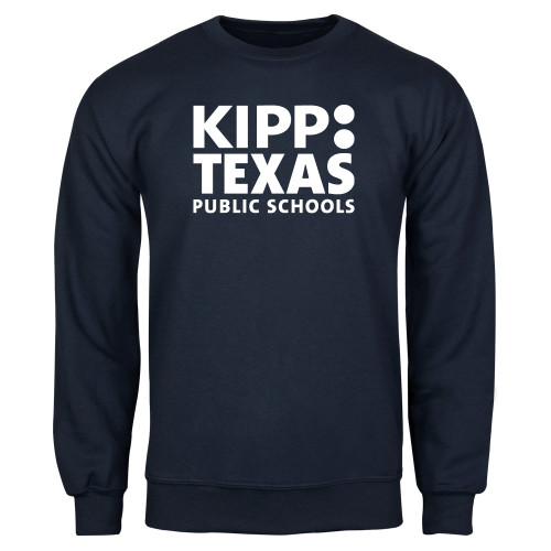 Navy Fleece Crew-KIPP Texas Stacked Logo