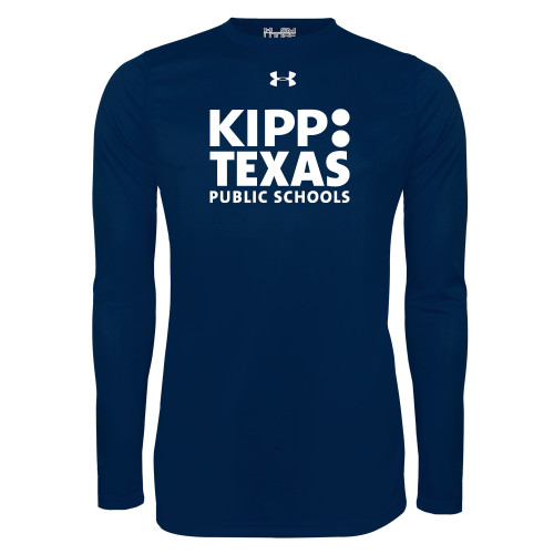 Under Armour Navy Long Sleeve Tech Tee-KIPP Texas Stacked Logo