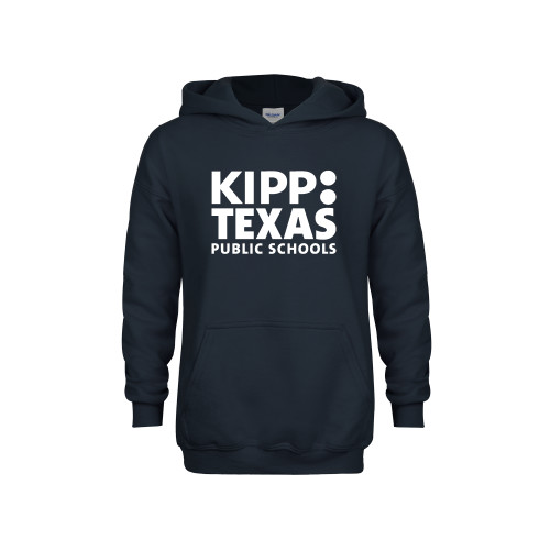Youth Navy Fleece Hoodie-KIPP Texas Stacked Logo