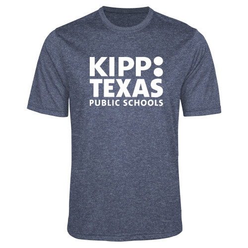 Navy Heather Performance Contender Tee-KIPP Texas Stacked Logo