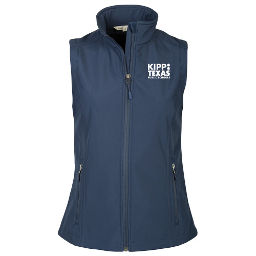 Womens Navy Core Softshell Vest-KIPP Texas Stacked Logo