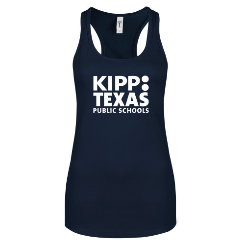 Next Level Womens Navy Racerback Tank -KIPP Texas Stacked Logo