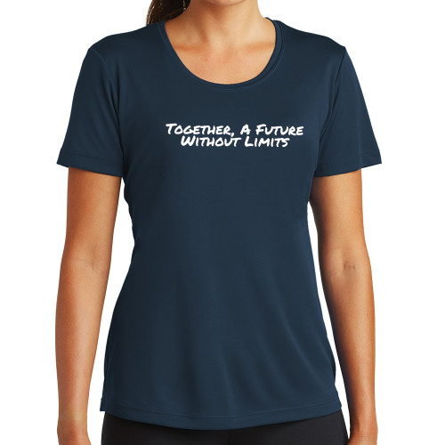 Womens Navy Performance Tee-Tagline