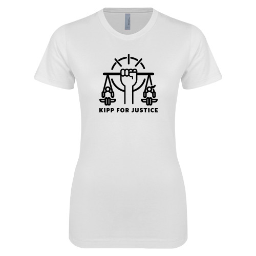 Next Level Womens White Boyfriend Tee-For Justice