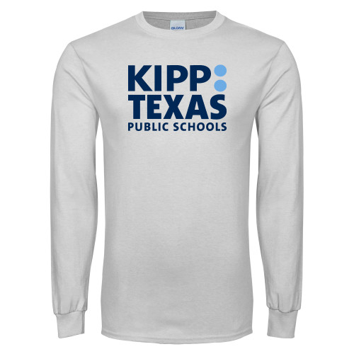 White Long Sleeve T Shirt-KIPP Texas Stacked Logo