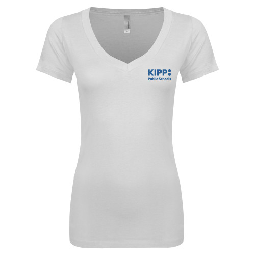 Next Level Womens White Ideal V Tee-KIPP Public Schools