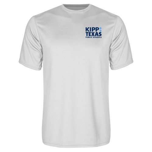 White Performance Tee-KIPP Texas Stacked Logo
