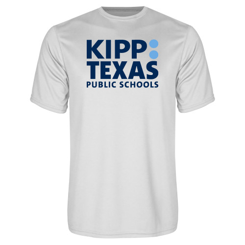 White Performance Tee-KIPP Texas Stacked Logo