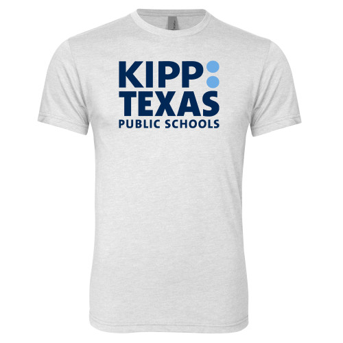 Next Level Heather White Triblend Tee-KIPP Texas Stacked Logo