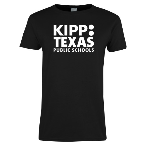 Womens Black Short Sleeve Tee-KIPP Texas Stacked Logo