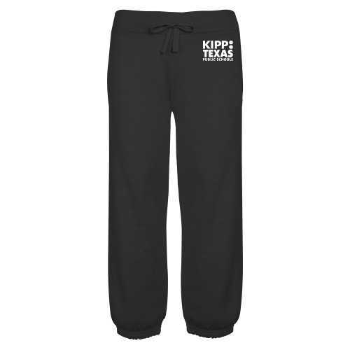 ENZA Womens Black Banded Fleece Capri-KIPP Texas Stacked Logo