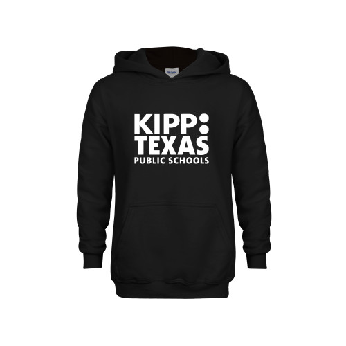 Youth Black Fleece Hoodie-KIPP Texas Stacked Logo