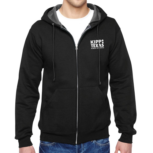 Black Fleece Full Zip Hoodie-KIPP Texas Stacked Logo