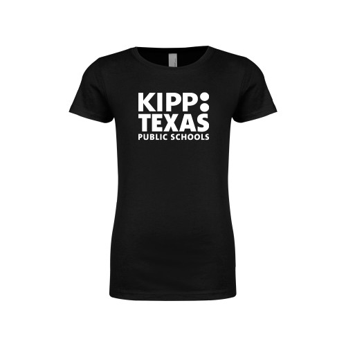 Next Level Girls Black Fashion Fit T Shirt-KIPP Texas Stacked Logo