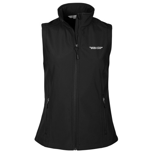 Womens Black Core Softshell Vest-Tagline