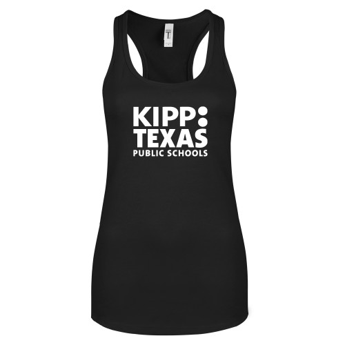Next Level Womens Black Racerback Tank -KIPP Texas Stacked Logo