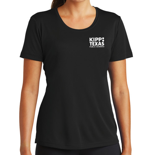 Womens Black Performance Tee-KIPP Texas Stacked Logo